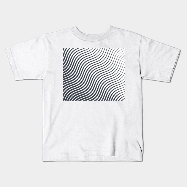 Wavy Lines Black And White Kids T-Shirt by RajaGraphica